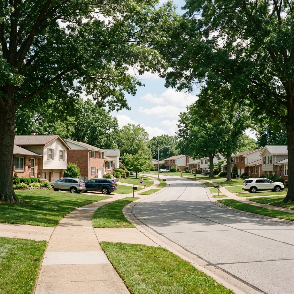 AC repair near Point Elementary School in Oakville — residential street with mature tree canopy