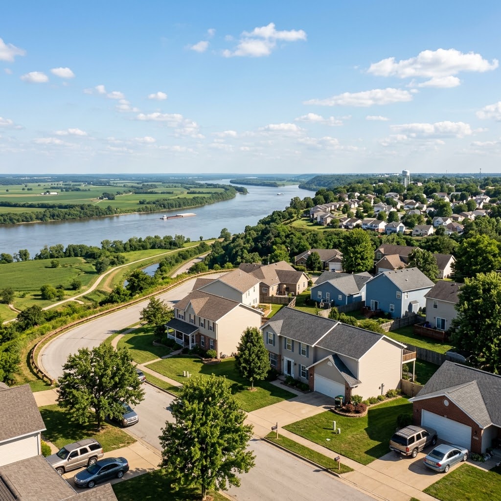 AC repair near James Brown Park in Valmeyer IL, bluff-top residential street