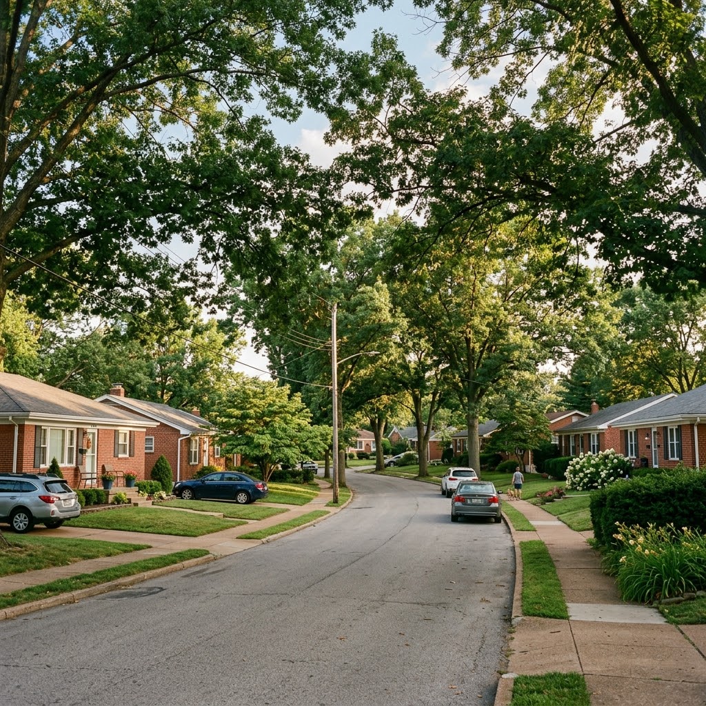 AC repair near Meramec Bottom Road in Oakville, residential street