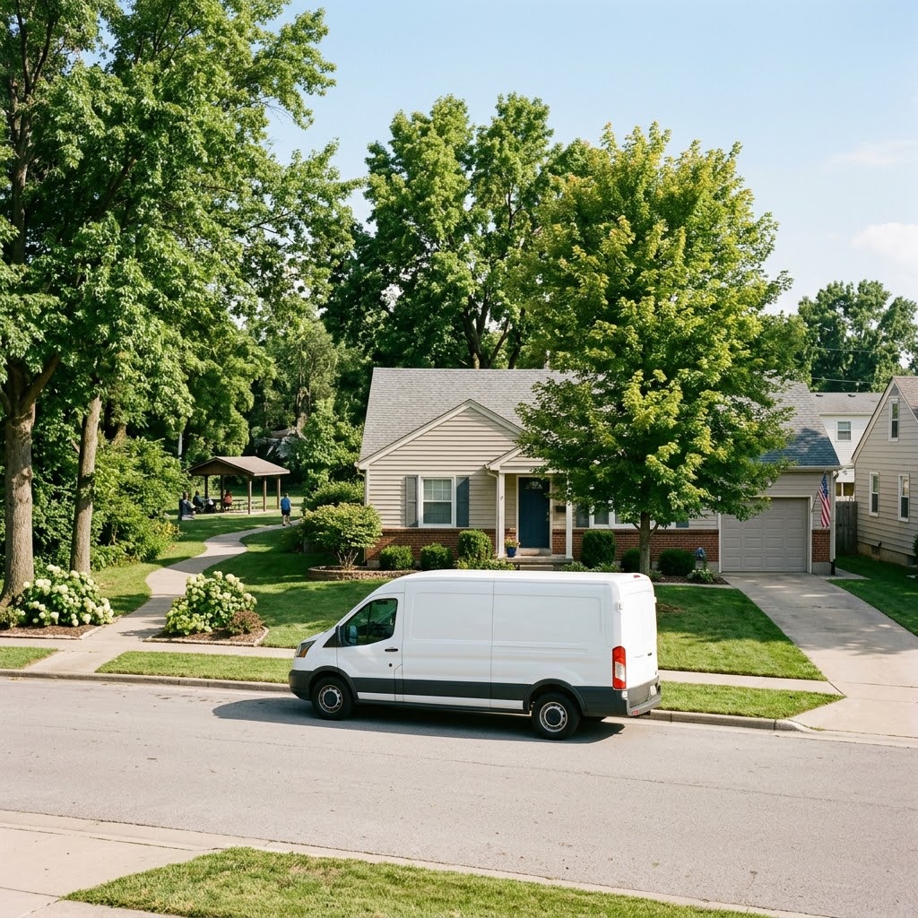 Same-day AC repair service van near Arnold City Park in Arnold