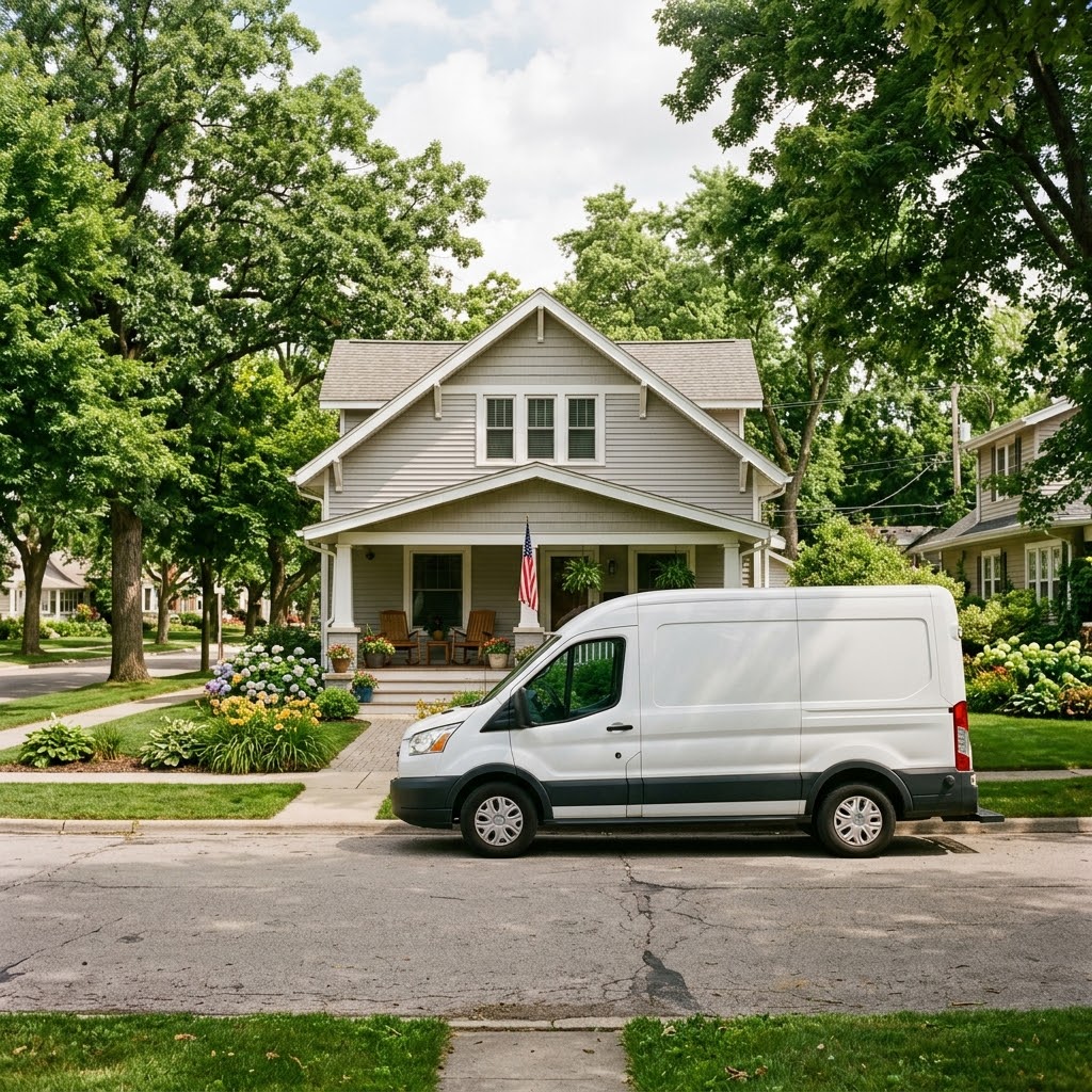 Same-day AC repair service van near Waterloo High School in Waterloo IL